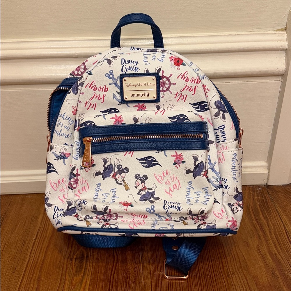 Loungefly White and Blue Disney Print Backpack